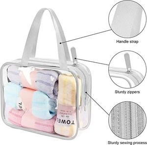 4-Piece <b>Transparent</b> PVC Cosmetic Toiletry <b>Bag</b> Polyester Airport Storage Travel Outdoor <b>Bag</b> Swimming Manufacturer's - Product Image 3