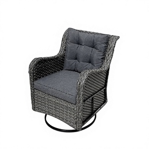 Silla Giratoria de Mimbre y Ratán Moderna y Cómoda, Directo de Fábrica en Vietnam, con Cojín de Poliéster para Muebles de Jardín - Product Image 1