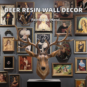 Elk Moose Sika <b>Deer</b> Hand-<b>painted</b> Large Resin Sculptures Wall Decoration for Living Room or Resorts Animal Pattern - Product Image 2