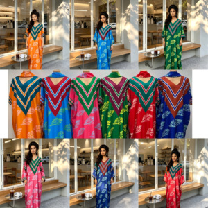 Nouvelle Collection 2026 : Abayas Traditionnelles Africaines pour Femmes – Robe Longue Musulmane Kaftan en Coton Imprimé V, Idéale pour l'Été et les Tenues Décontractées - Product Image 1