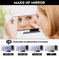 Nouveau Réveil Projecteur Numérique, Grandes Horloges de Table avec Radio, Thermomètre, Hygromètre, Chargeur Téléphone et Projection Murale Décorative