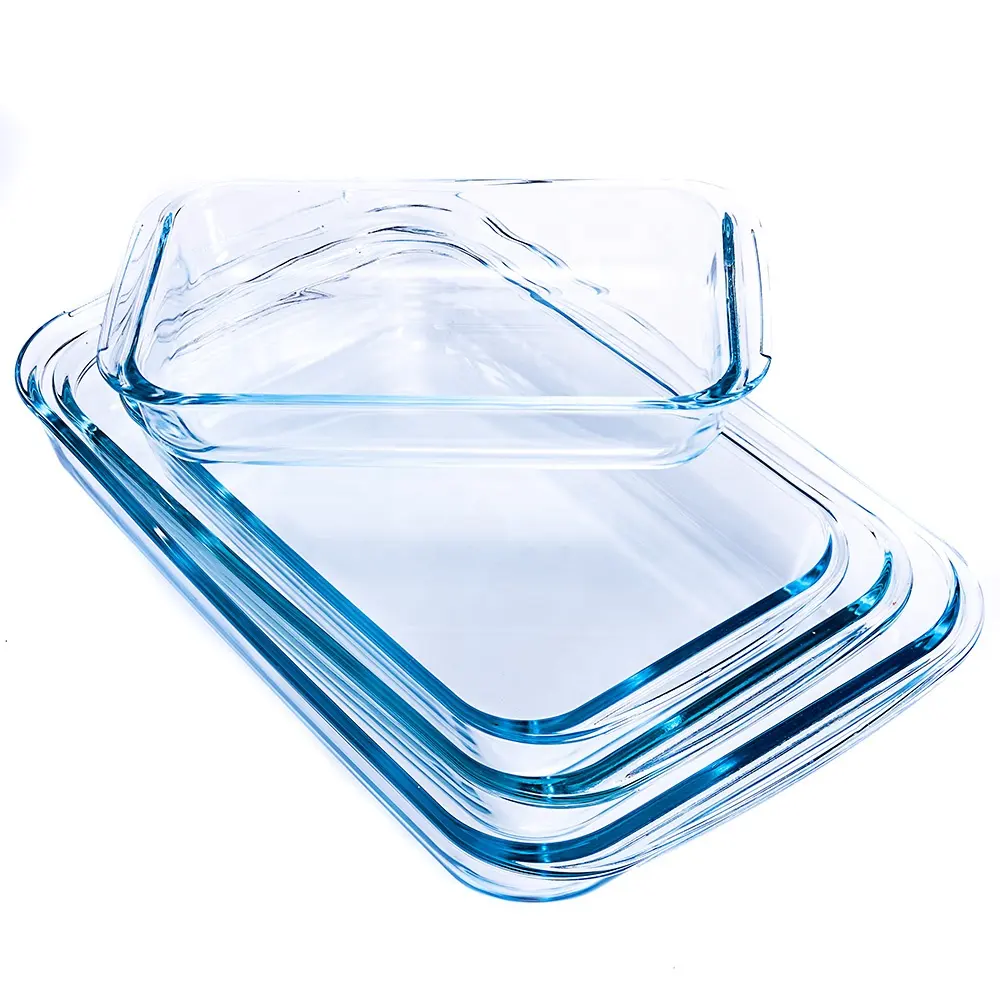 Wholesale Rectangular Square Oval Borosilicate Salad Bowl Glass Baking Pan Set for Microwave Food Container Oven Bakeware