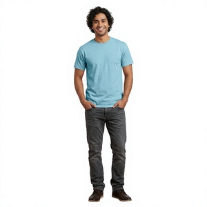 Camisetas de Algodón de Alta Calidad para Hombre, Cuello Redondo, Talla Grande, Unisex, Ropa Deportiva Informal, Diseño Sólido, Venta al Por Mayor - Product Image 1