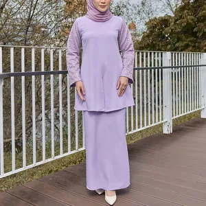 SIPO Eid 2024 llegada de primavera Blusa con estampado personalizado falda Floral poliéster Kebaya musulmán Baju Kurung Malasia Baju Kebaya