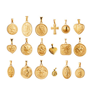 Colgante Religioso Vintage de San Cristóbal y la Virgen María en Acero Inoxidable con Baño de Oro de 18K, Amuleto de Ángel, Cruz, Moneda, Joyería, Regalo - Product Image 5