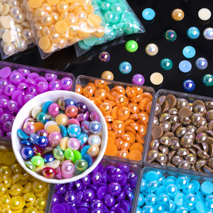 <span class=keywords><strong>Perles</strong></span> plates <span class=keywords><strong>demi</strong></span>-rondes en ABS imitation perle AB colorées de 2-14 mm en gros pour la fabrication de bijoux, coques de téléphone en colle crème et fournitures d'artisanat DIY - Product Image 2