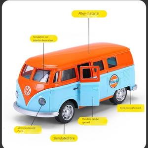 1:32 T1 <span class=keywords><strong>Bus</strong></span> Golfe Huile Édition Alliage Modèle Classique Voiture Jouets Camion Vintage Voiture Simulation Pull Back Son Lumière Moulé Sous Pression En Métal Jouets - Product Image 3