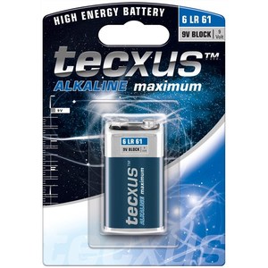 แบตเตอรี่อัลคาไลน์ Tecxus 6LR61 9V บล็อกพลังงานสูงสุด - Product Image 1