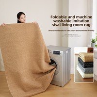 Tapis synthétique HENGJIU en faux sisal jute, lavable en machine, couleur unie, anti-rayures, sans perte de fibres, durable, pour salon