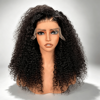Perruque en cheveux humains vierges 100% naturels, bouclés et volumineux, avec dentelle transparente, pour femmes noires, vente en gros
