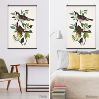 Décoration d'Halloween pour la maison : Tableau mural botanique d'oiseaux, inspiré de la nature, cadeau saisonnier, toile murale suspendue