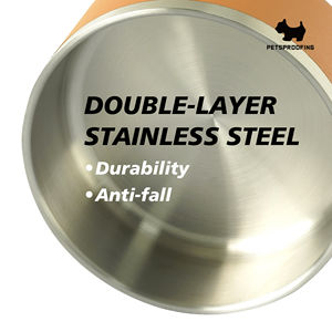 Venta al por mayor moderno redondo perro cuenco de lujo de acero inoxidable antideslizante Eco-OEM anillo de goma lavable Placa de sublimación - Product Image 5