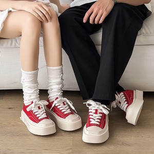 Square-toed thick-soled canvas <b>shoes</b> for men women couple's casual unique style summer <b>height</b>-<b>increasing</b> versatile cloth <b>shoes</b> - Product Image 2