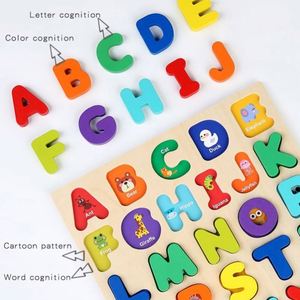 Funny <b>Creative</b> Educational Learning Toys Safe Wood Number ABC Letter Puzzles Alphabet Puzzle - Product Image 4