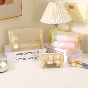 Sac de maquillage écologique en maille transparente avec fermeture éclair, grande/petite capacité, <span class=keywords><strong>minimaliste</strong></span>, portable, à porter à la main, pour retouches cosmétiques - Product Image 3
