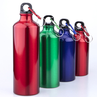 Bouteille d'eau sportive en aluminium réutilisable, colorée, avec logo personnalisé, cadeau promotionnel, avec mousqueton