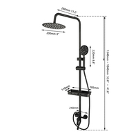 Robinet de douche monocommande contemporain noir cuivre pour salle de bain, en laiton avec cartouche céramique, jet pluie, idéal pour appartements