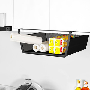 Étagère de rangement sous armoire WU, panier suspendu en maille de fer, organisateur de cuisine, sans perçage, style minimaliste, fixation murale - Product Image 3
