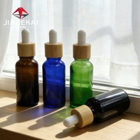 Flacon d'huile essentielle de 30 ml avec bouchon en bois, brun foncé, bleu, vert, flacon en verre opaque avec compte-gouttes pour emballage individuel, disponible en stock