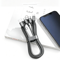Câble de charge multiple 3 en 1, câble de charge multi-prises tressé, câble USB universel avec Type C/Micro pour téléphones portables