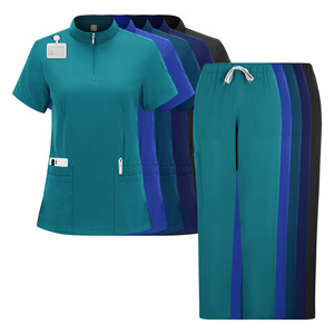Women Scrub Set Moisture Wicking Split Uniform Hospital Workwear Teal Blue Navy Black Sizes S XXL - Product Image 1