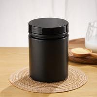 Pot en plastique pour protéines en poudre avec cuillère, 350 ml, 420 ml, 500 ml, 600 ml, 12 OZ, 14 OZ, 16 OZ, 20 OZ, noir