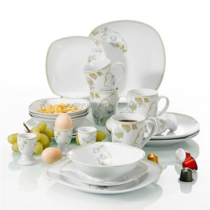 Usine en gros 30 pièces en céramique fine porcelaine moderne service <span class=keywords><strong>de</strong></span> <span class=keywords><strong>vaisselle</strong></span> Logo personnalisé carré assiette florale <span class=keywords><strong>pas</strong></span> <span class=keywords><strong>cher</strong></span> <span class=keywords><strong>vaisselle</strong></span> excellente - Product Image 2