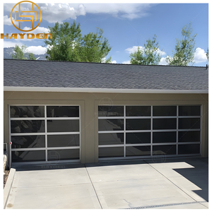 맞춤형 솔루션 현대 전기 자동 알루미늄 블랙 강화 유리 오버 헤드 차고 문 빌라 - Product Image 4