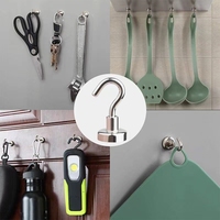 Crochet magnétique personnalisé lourd puissant Ndfeb métal pivotant cintre suspendu Super fort cuisine réfrigérateur N52 crochets magnétiques