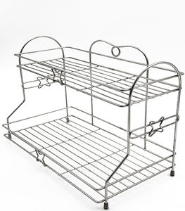 Estante de almacenamiento de doble capa de acero inoxidable 304, estante de drenaje de Metal para organización de cocina, estante de almacenamiento de platos de condimentos Doble - Product Image 1