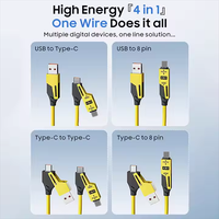 Logo kustom 27W PD 65W 3A kabel pegas Aloi seng 4-in-1 kabel USB A/C pengisi daya yang dapat ditarik untuk printer produk tren