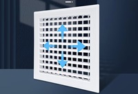 Diffuseur d'air carré ABS à double couche réglable 350x350, grille de ventilation CVC pour bureau, centre commercial, musée, aéroport