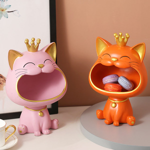 Haut de gamme luxe résine chat chanceux clé stockage ornement aluminium armoire à chaussures entrée salon décoration PP matériau sûr pour les aliments - Product Image 2