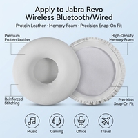 Coussinets d'oreille de remplacement compatibles avec les écouteurs sans fil/câblés Jabra Revo en cuir protéiné