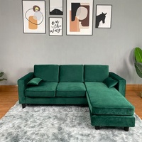 Canapé d'angle en tissu en forme de L avec chaise longue, vert, moderne, pour salon et mobilier de maison, idéal pour hôtel - Vente en gros fabricant