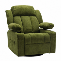 Fauteuil inclinable électrique en tissu avec rotation à 270 degrés, accoudoirs réglables indépendamment, porte-gobelet