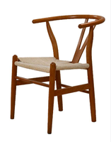 Chaise de salle à manger rétro à dossier en Y avec accoudoirs courbes et surface tissée, pour usage commercial, gîtes, cafés, sièges d'appoint de loisirs, personnalisation possible