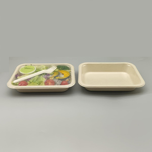 Plateaux alimentaires biodégradables de pulpe biodégradables de bagasse de canne à sucre de boîte de repas d'aliment de revêtement d'ANIMAL FAMILIER jetable scellable recyclable - Product Image 3