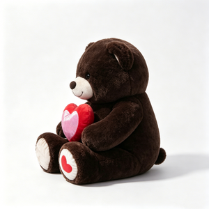 Oso de peluche marrón oscuro personalizado, oso de peluche con corazón, oso marrón con corazón de peluche, oso de peluche con corazón de amor - Product Image 3