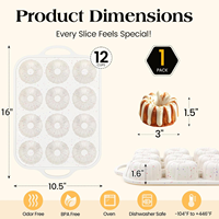 Moule à flan et à muffins en silicone SILIKOLOVE beige, 12 cavités, antiadhésif, sans BPA, avec cadre métallique renforcé, certifié LFGB