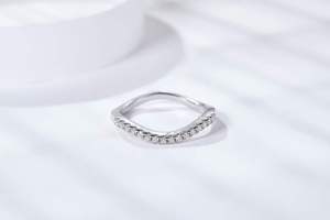 1.3mm <strong>Top</strong> D Moissanite White Gold Rhodium Plated Silver Engagement <strong>Ring</strong> Diamond Wedding <strong>Finger</strong> Simple <strong>Rings</strong> - Product Image 4