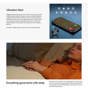 Anneau de bien-être ECG |   Tracker d'activité étanche 5ATM en acier inoxydable avec suivi du sommeil, alarme, mesure biométrique de la graisse corporelle et ECG - Product Image 4