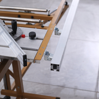 Table de scie à glissière double invisible en acier inoxydable pour le travail du bois avec levage électrique, machine à double scie sans poussière