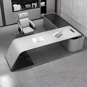Los muebles de oficina grises de gama alta, los escritorios ejecutivos y los escritorios de trabajo para ejecutivos y gerentes están disponibles en tamaños personalizables - Product Image 1