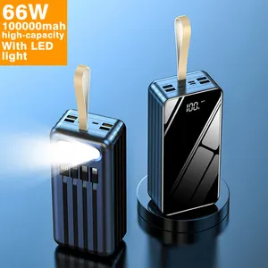 2023 알리 바바 트렌드 제품 도매 맞춤형 로고 100000mAh 80000mAh PowerBanks 4USB 및 LED 조명 전화