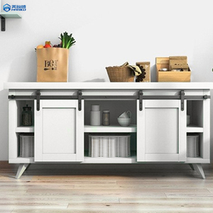 Kit de Herrajes para Puerta Corredera Tipo Granero, Riel de Acero al Carbono Negro para Puertas Simples/Dobles, <span class=keywords><strong>Cocina</strong></span>/TV/Armario - Product Image 6