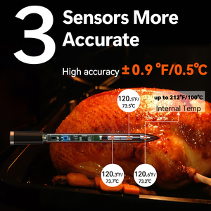Thermomètre à viande intelligent sans fil à distance de 500 pieds avec sonde précise pour la cuisson des aliments pour la cuisine BBQ Grill Four Smoker Rotisserie - Product Image 3