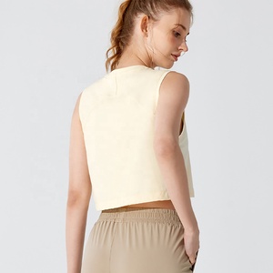 <span class=keywords><strong>T</strong></span>-<span class=keywords><strong>shirt</strong></span> senza maniche da donna abito da allenamento Casual da ragazza con canotta estiva regolabile con orlo - Product Image 3