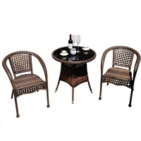Ensemble de trois chaises en rotin, style minimaliste moderne, pour extérieur, ensemble de jardin mobile pour cour, balcon, petite table basse et chaises