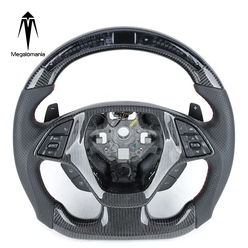 LED Racing Shift Light Carbon Fiber Custom Steering Wheels For Chevrolet C7 Z06 2014-2019